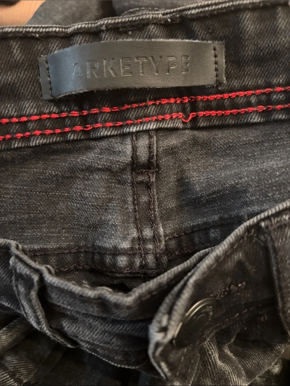 ARKETYPE Black Distressed Slim Cargo Jeans Y2K Stacked